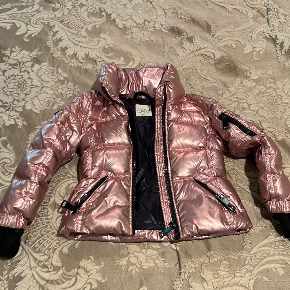 SAM. SAM nyc from saks pink puffer coat $350. Girls size 4